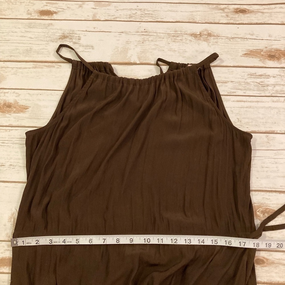 Calypso St. Barth Dress Sarah Brown Matte Satin Sleeveless Maxi Halter Small - Picture 5 of 13